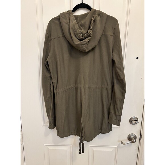 James Perse Hoodie Women’s 3 Green Full Zip Anorak Drop Pockets Cinch Waist Ws - Picture 3 of 13